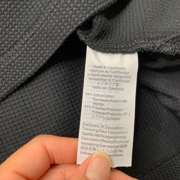 J Crew Polo Shirt Mens L Black Tech Coolmax Technology Waffle Knit Short Sleeve - Picture 5 of 9